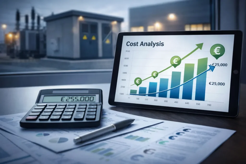 Calcul du ROI et comparaison des coûts entre basse tension et moyenne tension pour les entreprises en Belgique